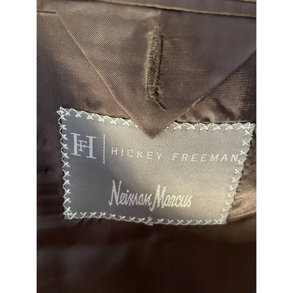 Hickey Freeman 42L Gray Pinstriped Loro Piana Tasmanian Super 130's 2 Btn Blazer_6